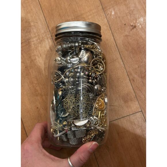 Mystery Jewelry Jar - Mixed Metals Silver Gold 55 Pieces - Picture 3 of 13